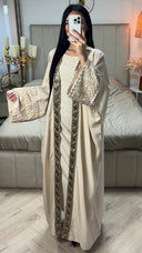 Premium Embroidery Kimono+Underdress Tie Belt 2pcs Set