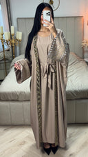 Premium Embroidery Kimono+Underdress Tie Belt 2pcs Set