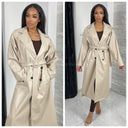 Leatherlook Buttons Jacket Tie Belt