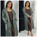 Leatherlook Buttons Jacket Tie Belt