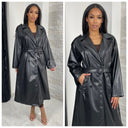 Leatherlook Buttons Jacket Tie Belt