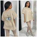 Premium Quality Terry Cotton Oversized T Shirt Eye Sequin + leggings set