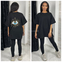 Premium Quality Terry Cotton Oversized T Shirt Eye Sequin + leggings set