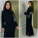 Premium geripptes Maxikleid mit gefalteten Ärmeln Aj-029
