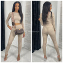 Geripptes Crop-Set mit Push-Up-Detail