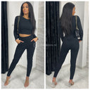 Geripptes Crop-Set mit Push-Up-Detail