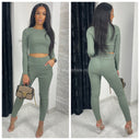 Geripptes Crop-Set mit Push-Up-Detail