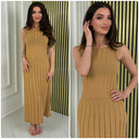 Ribbed Flared Sleeveless Maxi Dress