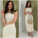 Ribbed Flared Sleeveless Maxi Dress