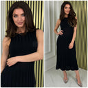 Ribbed Flared Sleeveless Maxi Dress