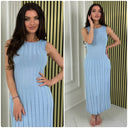 Ribbed Flared Sleeveless Maxi Dress