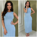 Ribbed Flared Sleeveless Maxi Dress