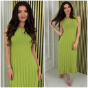 Ribbed Flared Sleeveless Maxi Dress