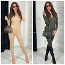 Gerippter Jumpsuit mit Reißverschluss