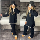 Round Neck Basic Oversized Set Stripe Detail