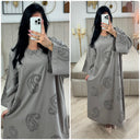 Round Neck Embroidery Maxi Dress