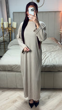 Round Neck Maxi Dress Thin Ribbed Material