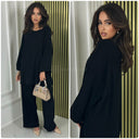 Round Neck Oversized Corduroy Wide Leg Set