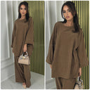 Round Neck Oversized Corduroy Wide Leg Set