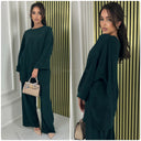 Round Neck Oversized Corduroy Wide Leg Set