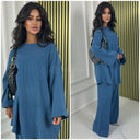 Round Neck Oversized Corduroy Wide Leg Set