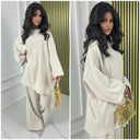 Round Neck Oversized Corduroy Wide Leg Set