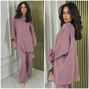 Round Neck Oversized Corduroy Wide Leg Set