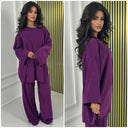 Round Neck Oversized Corduroy Wide Leg Set