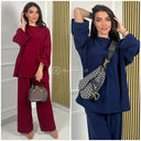 Round Neck Oversized Corduroy Wide Leg Set