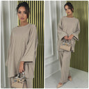 Round Neck Oversized Corduroy Wide Leg Set