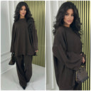 Round Neck Oversized Set Thick Curved Line Material
