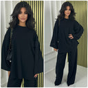 Round Neck Oversized Set Thick Curved Line Material