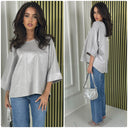 Round Neck Oversized Shining Top
