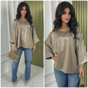 Round Neck Oversized Shining Top