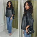 Round Neck Oversized Shining Top