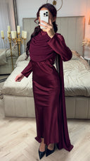 Satin Dress Integrated Shawl