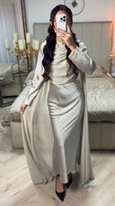 Satin Dress Integrated Shawl