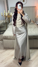 Satin Dress Integrated Shawl