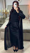 Satin Dress Integrated Shawl