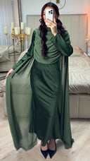 Satin Dress Integrated Shawl
