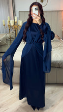 Satin Dress Integrated Shawl Cardigan