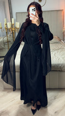 Satin Dress Integrated Shawl Cardigan