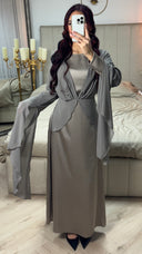 Satin Dress Integrated Shawl Cardigan