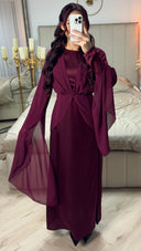 Satin Dress Integrated Shawl Cardigan