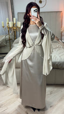 Satin Dress Integrated Shawl Cardigan