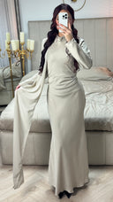 Satin Dress Integrated Shawl Silver Holder