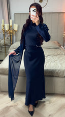 Satin Dress Integrated Shawl Silver Holder