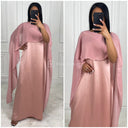 Satin Maxi Dress With Cape