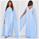 Satin Maxi Dress With Cape