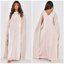 Satin Maxi Dress With Cape